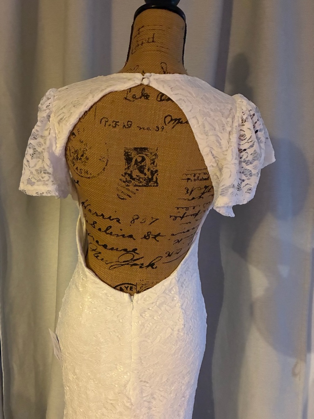 Lulu's Ivory Lace V-Neck Maxi Dress with Front Slit - Picture 10 of 11